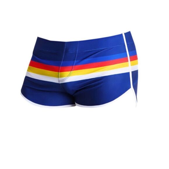 Men's Sexy Blue Striped Swimwear Trunks Resort Shorts Blue S - Picture 2 of 5